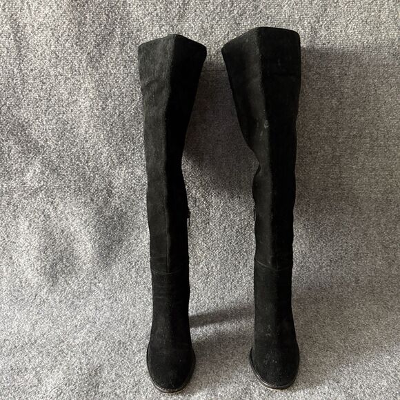 Gianni Bini Barrine Black Leather Knee High Block Heel Zip Boots Women's 6.5M - Picture 4 of 10